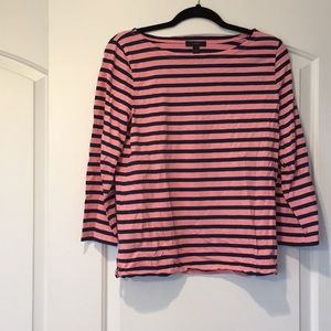 Pink and Blue striped 3/4 sleeve shirt